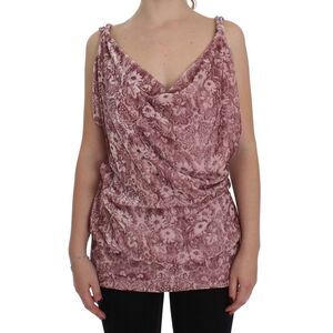 Exte Pink Floral Print Viscose Silk Blouse Women's Top